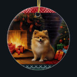 Ornamento De Cerâmica Natal Pomerano<br><div class="desc">Design de Natal da Pomerânia</div>