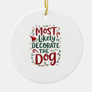 Ornamento De Cerâmica Natal Provavelmente Decorar Cachorro Família Xmas
