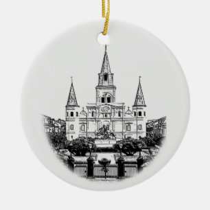 Ornamento De Cerâmica Natal quadrado personalizado de Nova Orleães