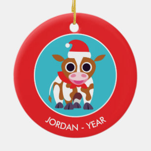 Ornamento De Cerâmica Natal Reba a Vaca