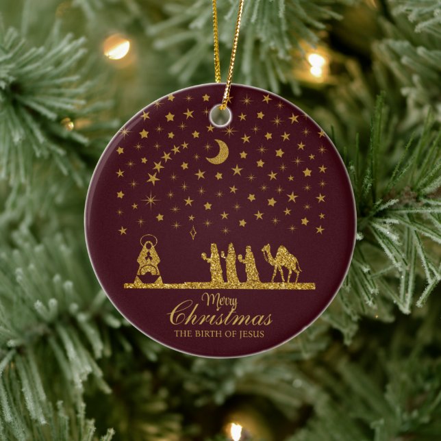 Ornamento De Cerâmica Natal religioso, Nascimento de Jesus, Três Rei (Árvore)