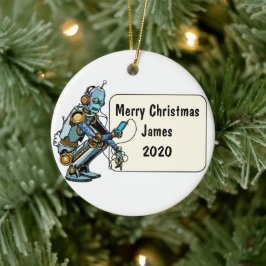 Ornamento De Cerâmica Natal Robótico Personalizado