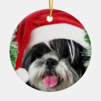Ornamento De Cerâmica Natal Shih Tzu