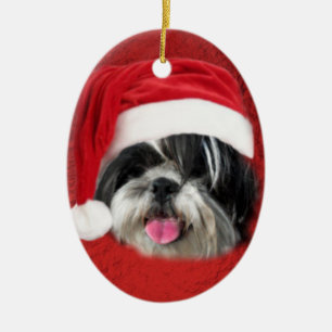 Ornamento De Cerâmica Natal Shih Tzu