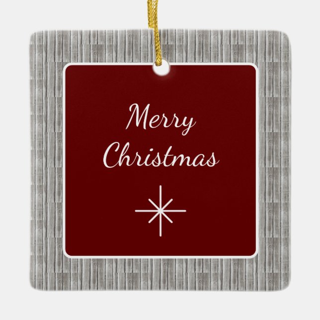 Ornamento De Cerâmica Natal Simples para a Família de Madeira Rústica (Frente)