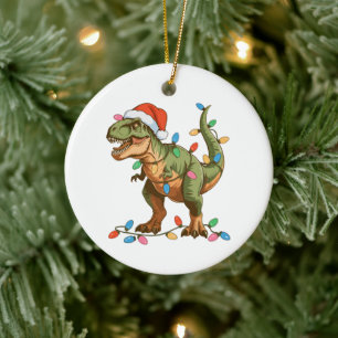 Ornamento De Cerâmica Natal T Rex Dinossaur Xmas Dino Tyrannosaurus