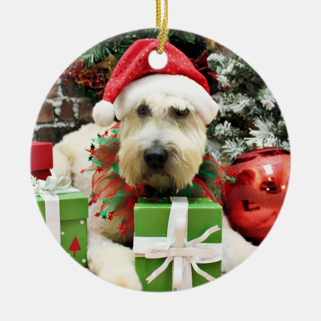 Ornamento De Cerâmica Natal - Terrier Wheaten - Bailey (Frente)