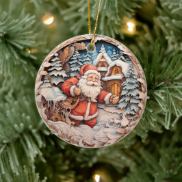 ORNAMENTO DE CERÂMICA NATAL TRADICIONAL SANTA CLAUS