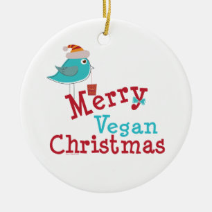 Ornamento De Cerâmica Natal Vegan Feliz