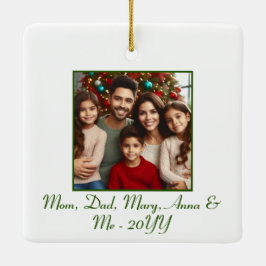 Ornamento De Cerâmica Natal verde personalizado "Feliz e Brilho"