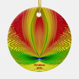 Ornamento De Cerâmica ~ NATAL Vermelho Verde Amarelo Verde 2024