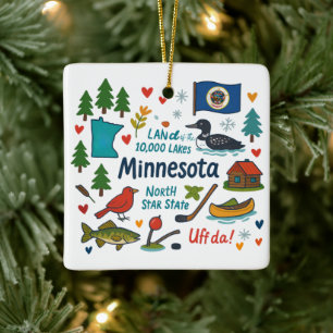 Ornamento De Cerâmica Natal Viagem de Família Personalizada em Minnesota