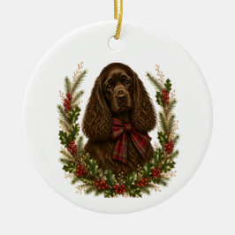 Ornamento De Cerâmica Natal Vintage Chocolate Cocker Spaniel