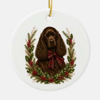 Ornamento De Cerâmica Natal Vintage Chocolate Cocker Spaniel