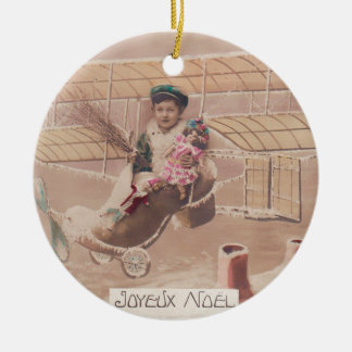 Ornamento De Cerâmica Natal vintage Garoto Voando Avião Fantasy Ceram