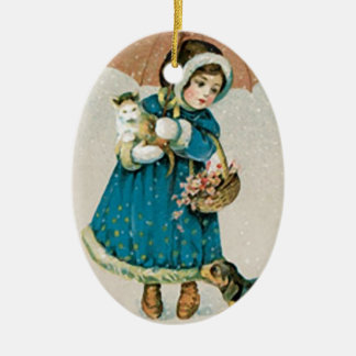 Ornamento De Cerâmica Natal vintage Gato e Cachorro