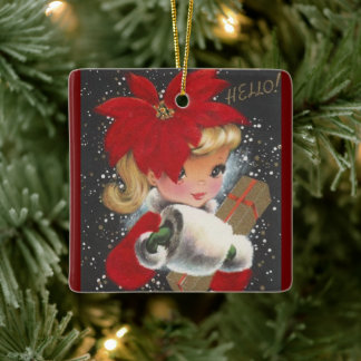 Ornamento De Cerâmica Natal vintage Girl