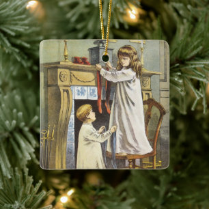 Ornamento De Cerâmica Natal vitoriano, Meias de Natal das crianças