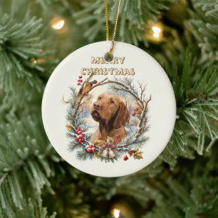 Ornamento De Cerâmica Natal Vizsla 