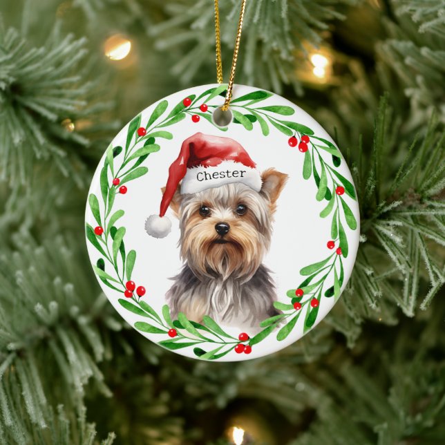 Ornamento De Cerâmica Natal Yorkie Yorkshire Terrier Holidays (Árvore)