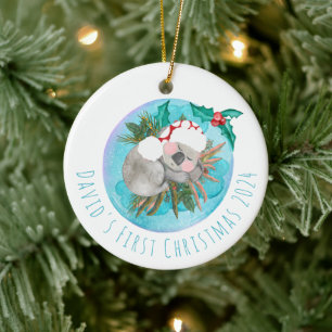 Ornamento De Cerâmica Natalina Personalizada de Coala Fofo