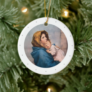 Ornamento De Cerâmica Natalina Virgem Maria Personalizável