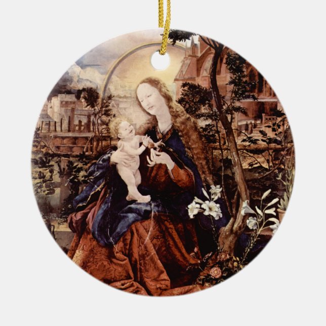 ORNAMENTO DE CERÂMICA NATIVIDADE COM VIAS BRANCAS - MÁGICA DO NATAL (Frente)