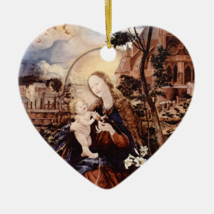 ORNAMENTO DE CERÂMICA NATIVIDADE COM VIAS BRANCAS - MÁGICA DO NATAL