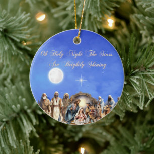 Ornamento De Cerâmica Natividade de Starlit: Oh Santa Noite-