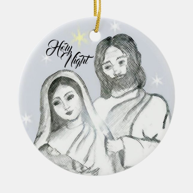 Ornamento De Cerâmica Natividade natalícia Sagrada Noite Cerâmica Orname (Frente)