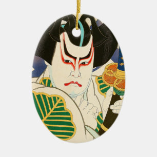 Ornamento De Cerâmica Natori Shunsen Bando Hikosaburo trinta e seis