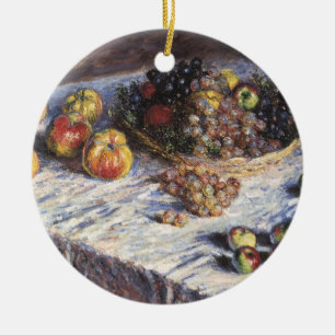 Ornamento De Cerâmica Natureza Morta com Maçãs e Uvas por Claude Monet