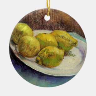 Ornamento De Cerâmica Natureza Morta Limões numa Placa por Vincent van G