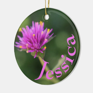 Ornamento De Cerâmica Natureza Personalizada Floral Foto Púrpura Flores