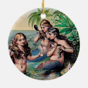 Ornamento De Cerâmica Naufrágio Antigo das Sereias Vitorianas Tesouro Na