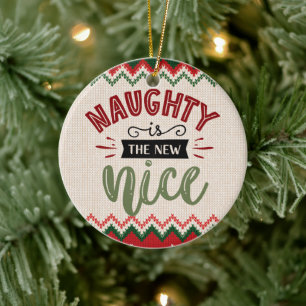 Ornamento De Cerâmica Naughn É O Novo Feriado De Natal Engraçado