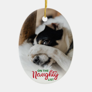 Ornamento De Cerâmica Naughn Nice List Dog 2 Photo