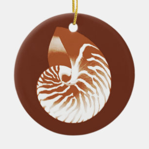Ornamento De Cerâmica Nautilus shell - cacau castanho e branco