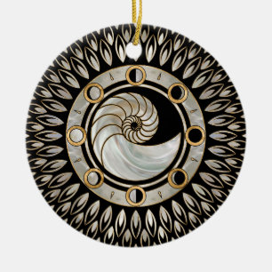 Ornamento De Cerâmica Nautilus Shell - Fases da Lua