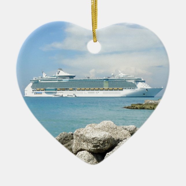 Ornamento De Cerâmica Navio de cruzeiros em CocoCay (Frente)