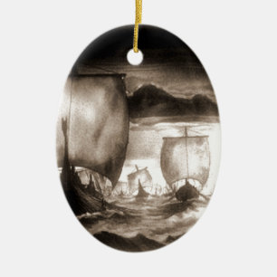 ORNAMENTO DE CERÂMICA NAVIOS DE VIKING