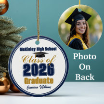 Navy Blue Gold Class of 2026 Graduation Photo