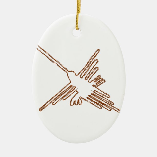 Ornamento De Cerâmica Nazca Lines Hummingbird Sketch (Frente)