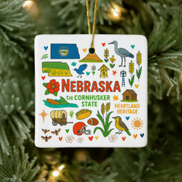 Ornamento De Cerâmica Nebraska Custom Family Trip Christmas