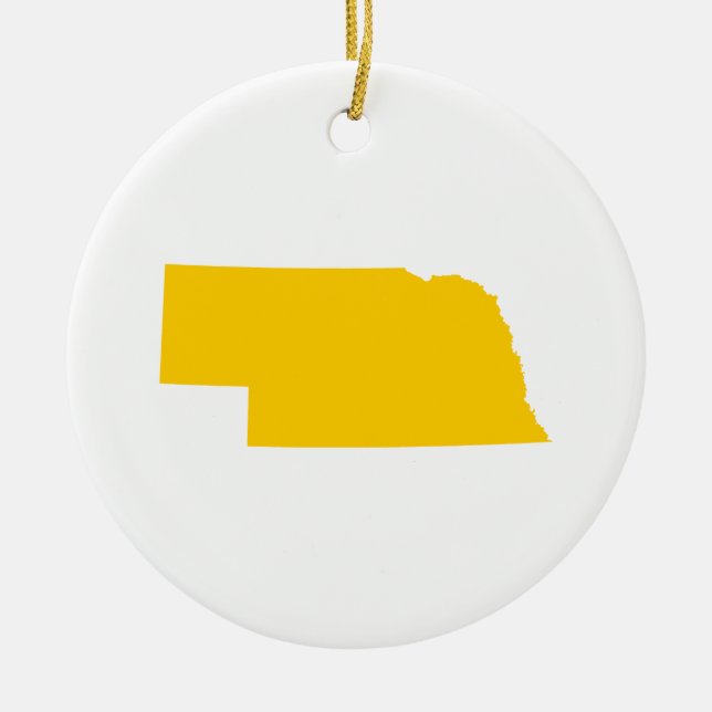 Ornamento De Cerâmica Nebraska em Ouro (Frente)