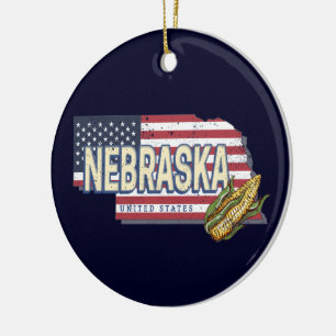 Ornamento De Cerâmica Nebraska Estados Unidos Retro State Map Vintage EU