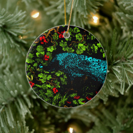 Ornamento De Cerâmica Neerlandês Art Nouveau Peacock e Butterfly