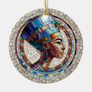 Ornamento De Cerâmica Nefertiti egípcio - Arte mosaica