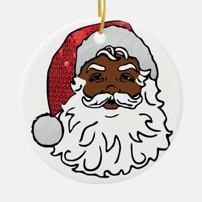 Ornamento De Cerâmica negro santa claus (Frente)