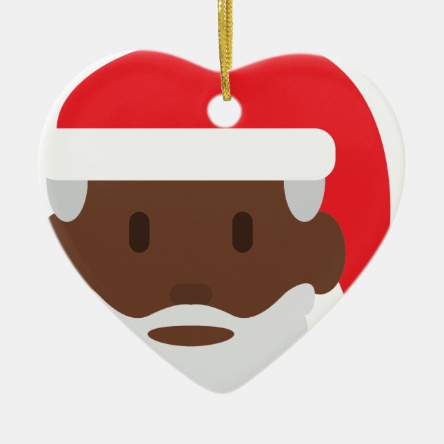 Ornamento De Cerâmica negro santa claus emoji (Frente)